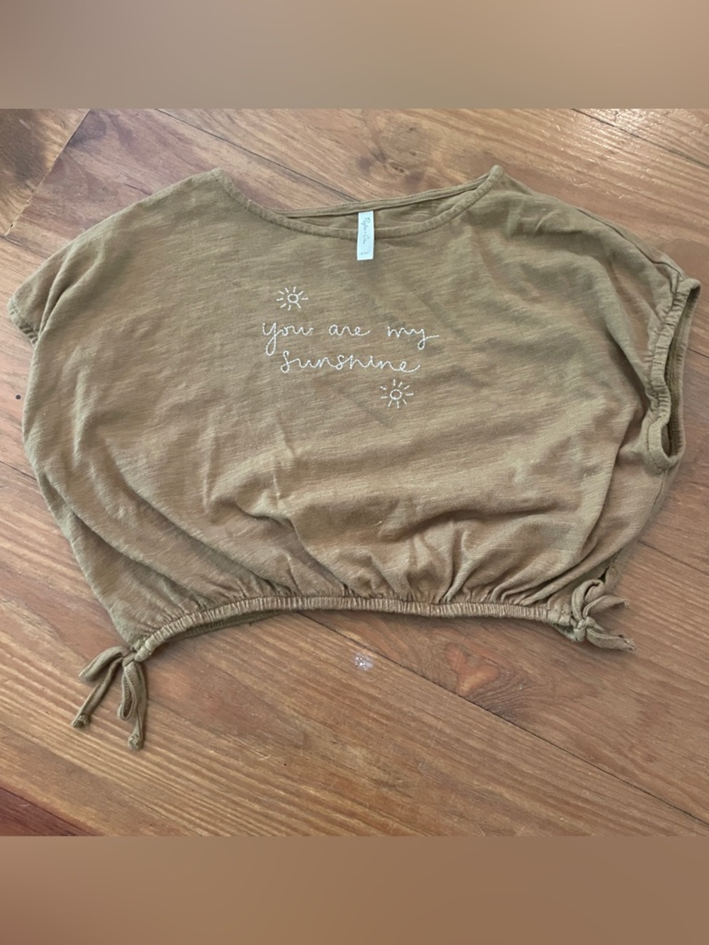 Rylee + Cru Olive 'You Are My Sunshine' Cropped Tie-Hem Tee